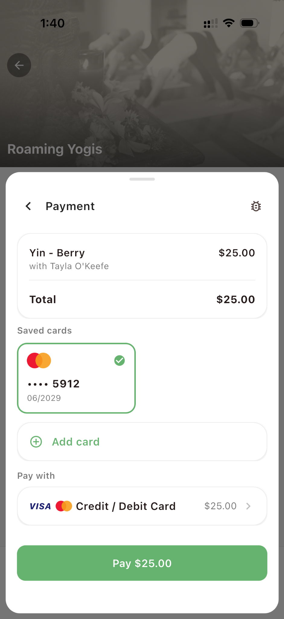 BookApp payment screen